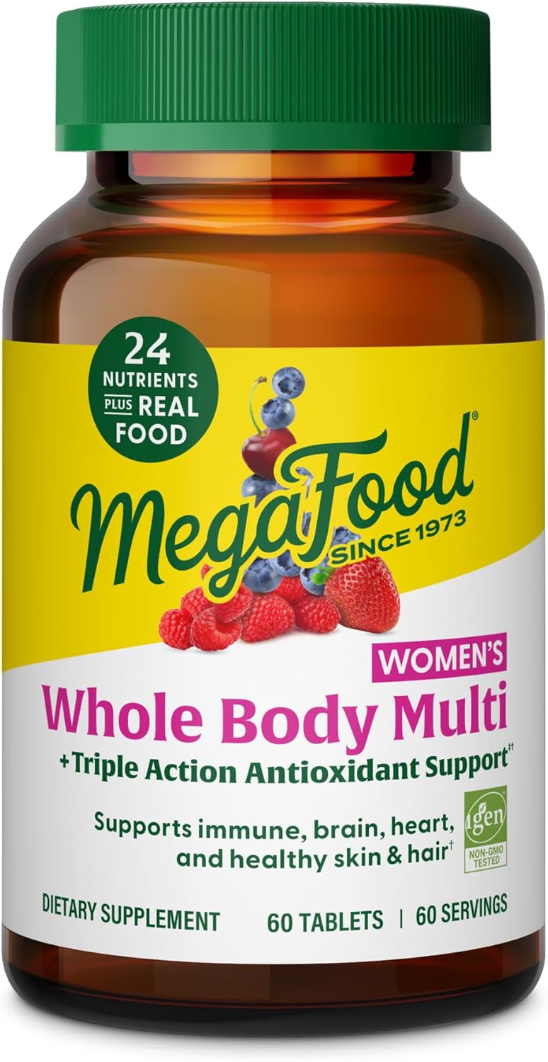 MegaFood Whole Body Methylated Multivitamin for Women - Womens Multivitamin with Magnesium Glycinate, Biotin & Methylcobalamin B12 Vitamins - Daily Energy & Immune Support - 60 Tablets, 60 Servings