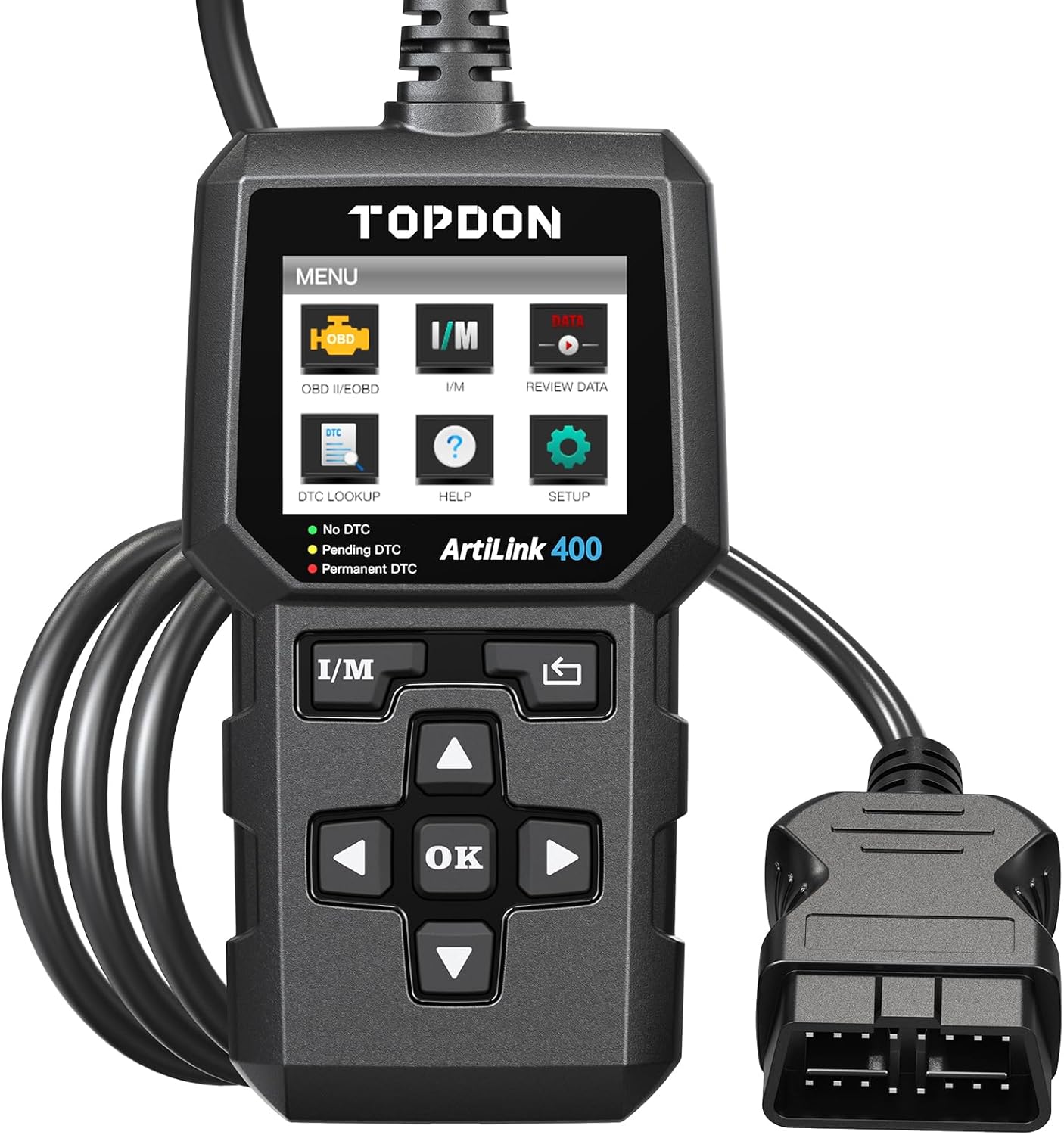 TOPDON AL400-A OBD2 Code Reader, 10 OBD2 Functions, Check Engine Light/Smog Emission Test / O2 Sensor Test/EVAP, Free Lifetime Update