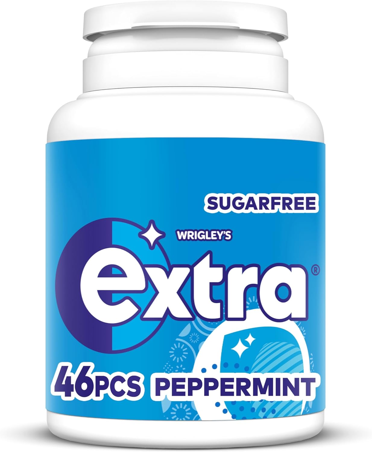 Wrigley's Extra Chewing Gum, Peppermint Flavour, 46 pieces, Sugar Free Chewing Gum Bottle with Xylitol