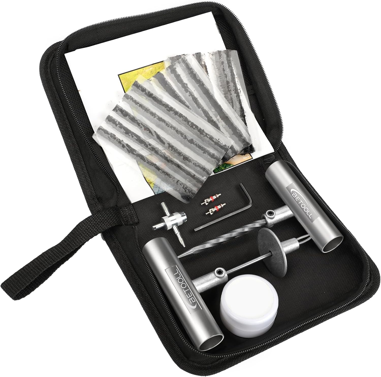 BETOOLL Universal Tire Repair Kit, Heavy Duty 24 Pcs Emergency Tire Plug Kit, for car Motorcycle, Truck, ARB,ATV, Tractor, RV, SUV, Trailer