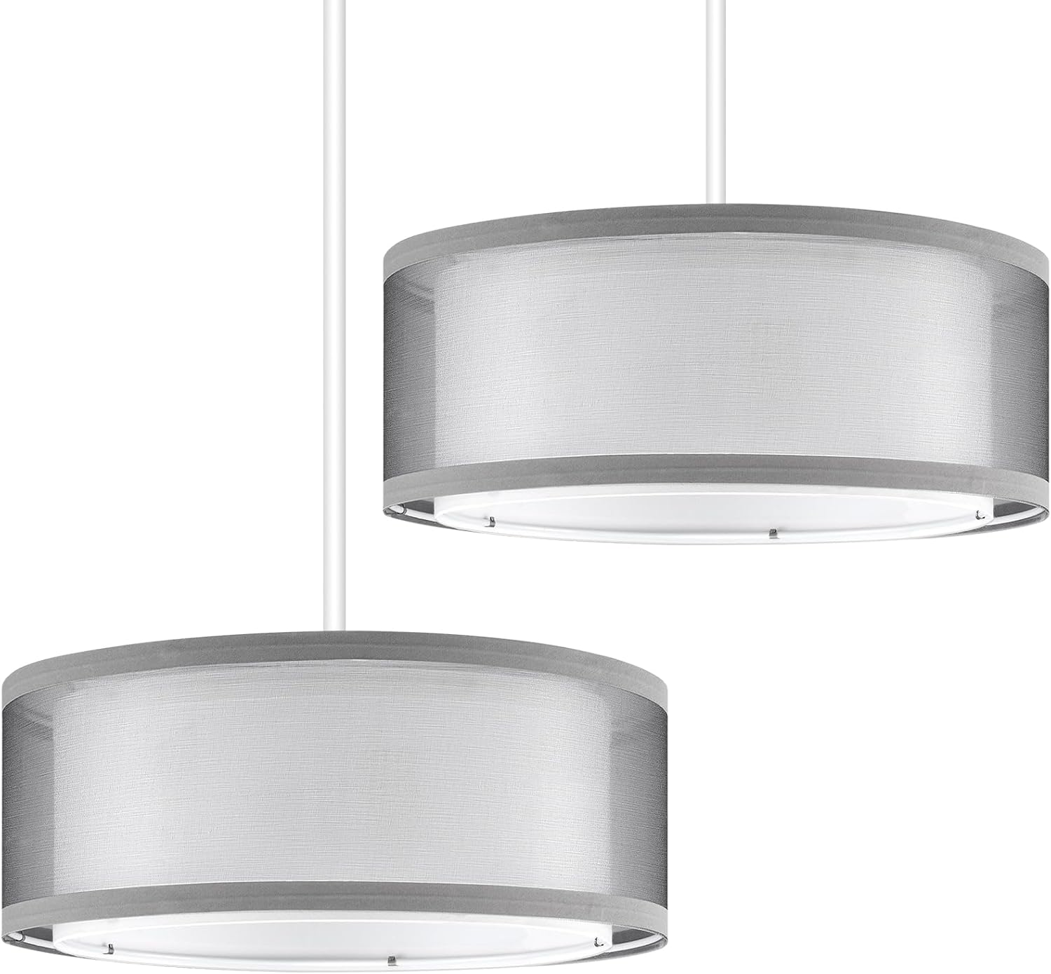 Weewooday 2 Pack Grey Lampshade for Ceiling 2 Tier Light Shade Ceiling 30cm Modern Stylish Lampshade for Lights Gauze Fabric Table Floor Lamps Light Shade for Living Rooms, Kitchen, Bedroom, Hallways