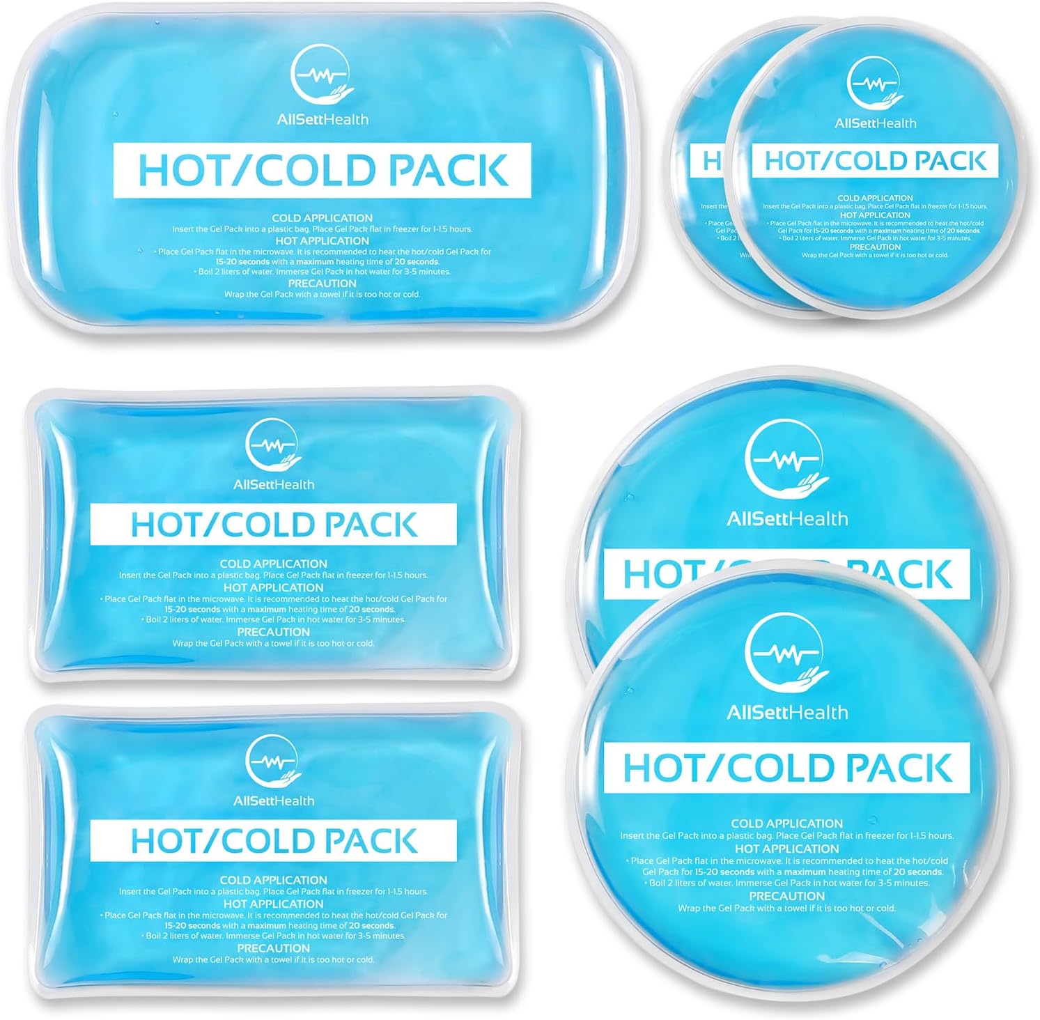 Reusable Hot and Cold Gel Ice Packs for Injuries - Gel Cold Packs for Injuries - Multiple Shapes and Sizes 7 Variety Pack