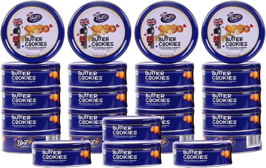 M1SS BRIT Biscuits Butter Cookies Selection Box - 140g Luxury Danish Butter Cookies | Authentic Biscuits in Decorative Airtight Tin, Great for Holidays, Birthdays & Corporate Gifting (10 pks)