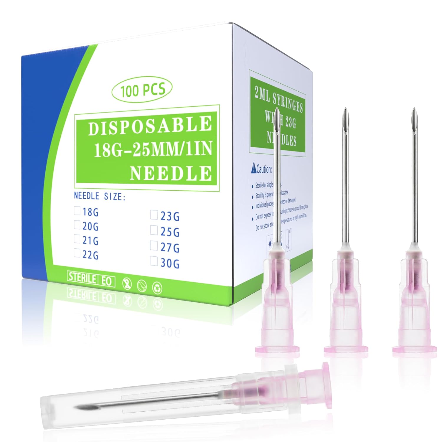 100Pack 18G 25MM Dispensing Needle Industrial Accessories for Scientific Labs, Measuring and Refilling, Individually Wrapped