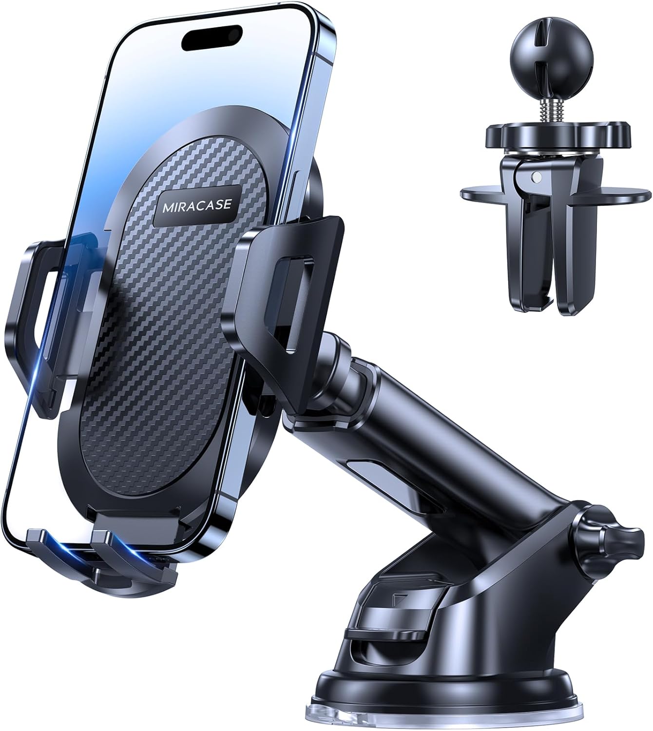 Miracase Car Phone Holder Mount[Military-Grade Reliable Suction ] 360° Rotation Phone Stand Accessories Automobile Cradle for Dashboard/Windscreen/Air Vent,Compatible with All Mobile Phones