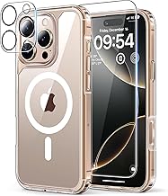 TAURI 5 in 1 for iPhone 16 Pro Case, Compatible with MagSafe [Not-Yellowing] with 2X Screen Protector + 2X Camera Lens Protector, Military-Grade Protection, Magnetic Case for iPhone 16 Pro 6.3", Clear