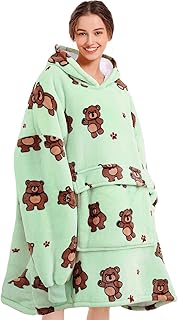 Narecte Oversized Blanket Hoodie Blanket for Women,Wearable Blanket Adult Giant Hoodie Cozy Sweatshirt Kawaii Stuff,Birthday Gifts for Women, for Sister,Teen Girl Gifts Bear