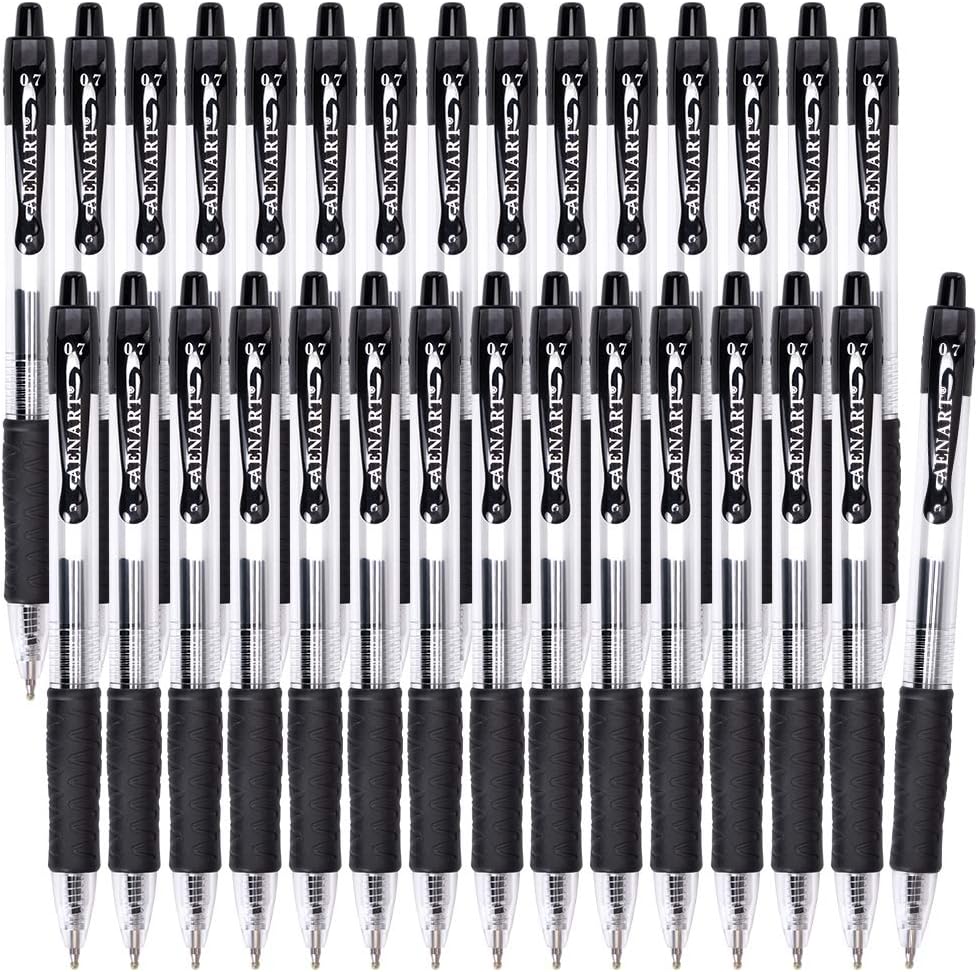 Gel Pens, 30 Pack Black Gel Pen Fine Point, Retractable Gel Ink Rollerball Pens for Smooth Writing (0.7mm) Back to School Supplies