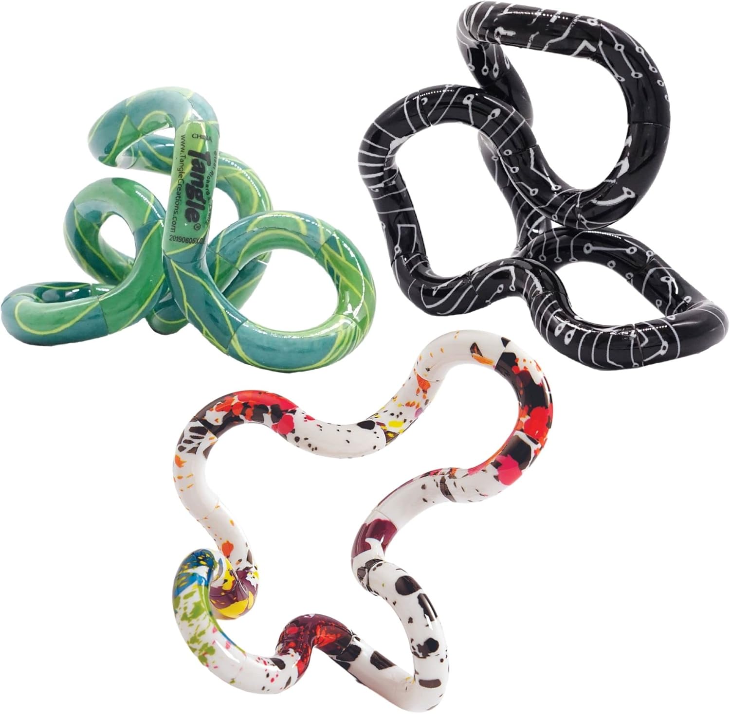 Tangle Jr. - Masterpiece Trio (Neo Blade Drip) Artistic Pattern for Unique Fidget Experience - Fidget with These tangles at Work or School - Twist Fidget Toy for Kids and Adults - Desk Toy for Adults