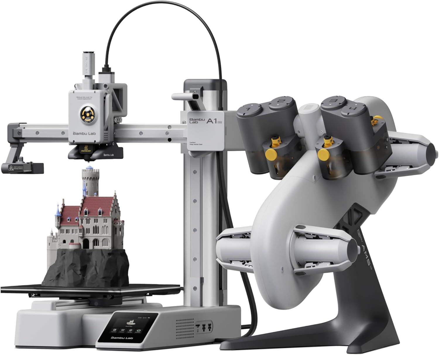 Bambu Lab A1 Mini Combo, A1 Mini 3D Printer and AMS lite, Support Multi-Color 3D Printing, High Speed & Precision, Full-Auto Calibration & Active Flow Rate Compensation, ≤48 dB Quiet FDM 3D Printers