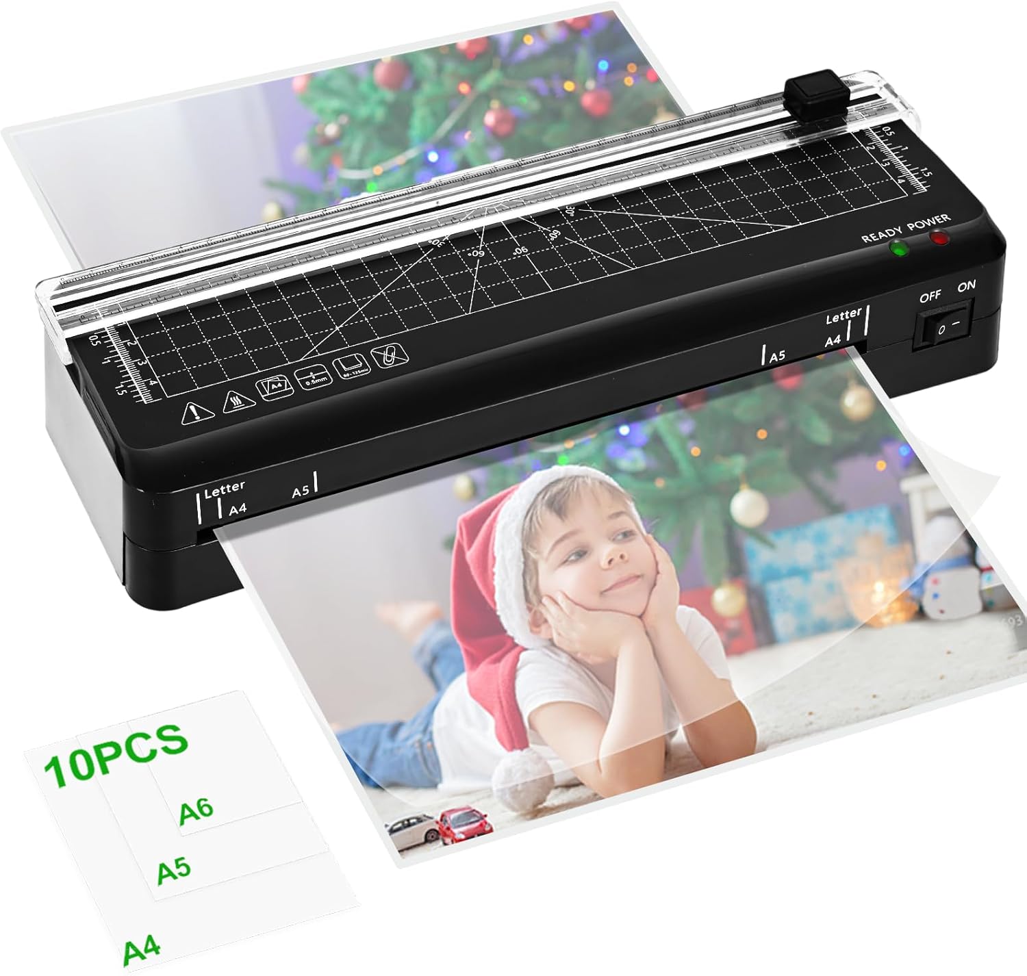 Laminator, A4 Laminator Machine, Thermal Laminating 70s Fast Warm-up with Build in Paper Trimmer, Portable Personal Laminating Machine for Home/Office/School