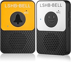 Wireless Doorbell, Full Duplex Intercom DoorBells Kit Hands-Free, 8 Volume Levels, 1000ft Range, Waterproof, LED Flash, Two-way Communication Doorbell with Chime for Home Office, Black