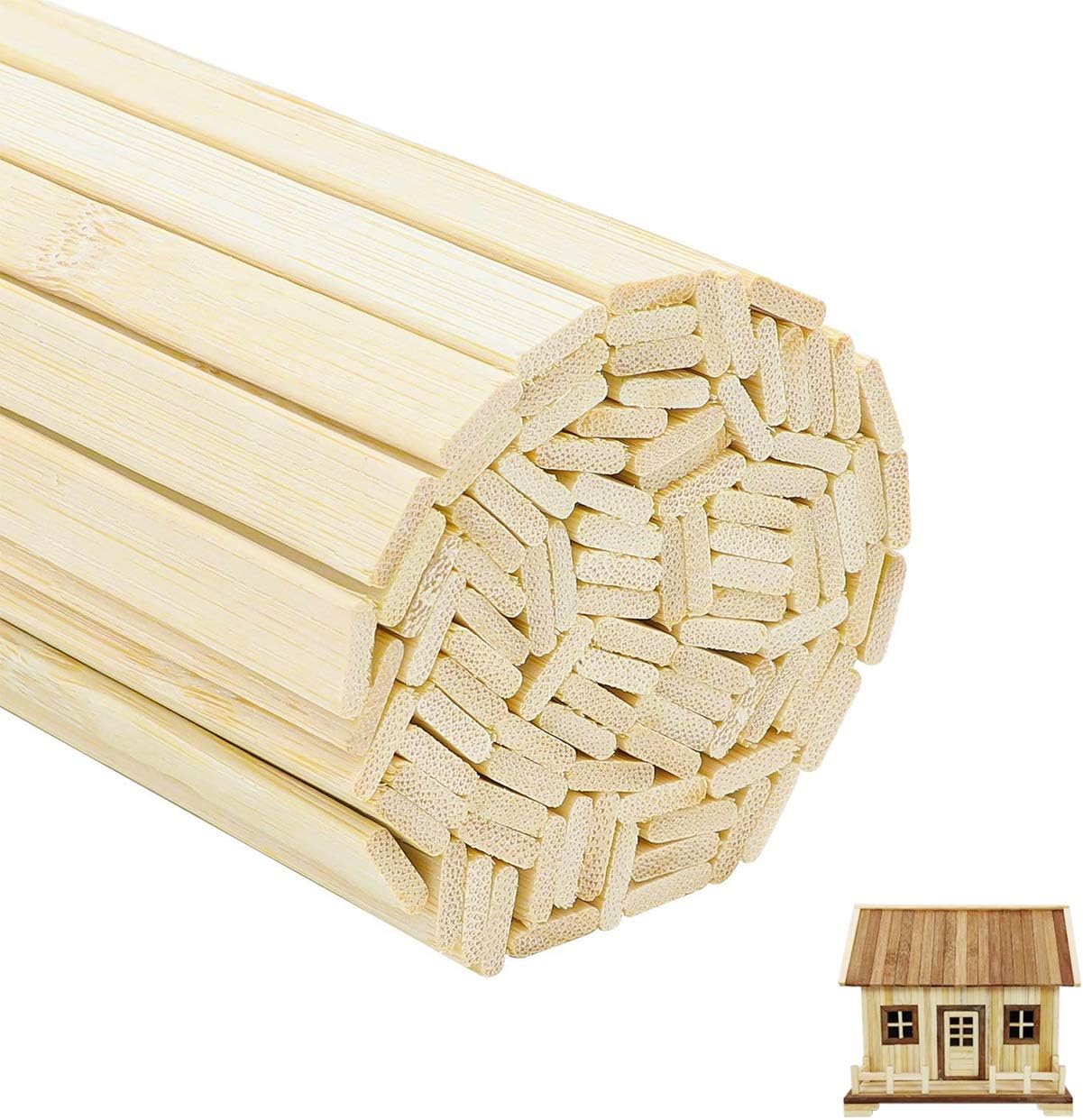 50 Pcs Natural Bamboo Thin Wood Strips 15.5 Inches Long Craft Popsicle Balsa Sticks DIY Bamboo Plank for House Aircraft Ship Boat School Projects Trim Molding Building Supplies, 3x9x400mm