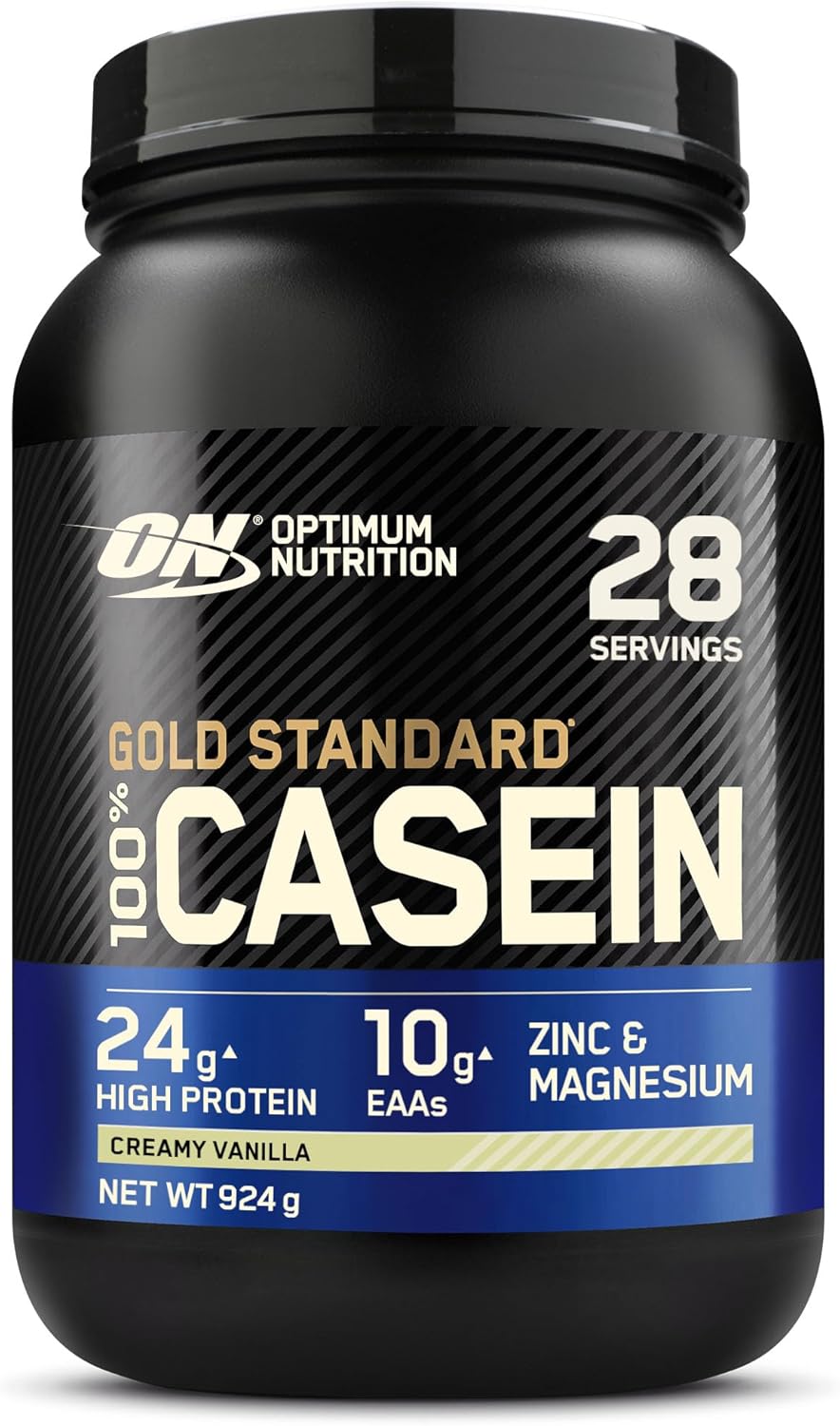 Optimum Nutrition Gold Standard 100% Casein Slow Digesting Protein Powder with Zinc, Magnesium and Amino Acids, Support Muscle Growth & Repair Overnight, Creamy Vanilla Flavour, 28 Servings, 924 g