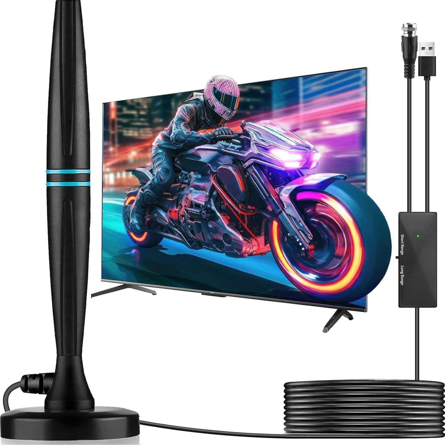 TV Aerial Indoor TV Aerial for Smart TV with Signal Booster Digital TV Antenna indoor/outdoor with strong signal uk for Miles Long Range Support 4K 1080P HDT-With Magnetic Base 2025 Upgrade