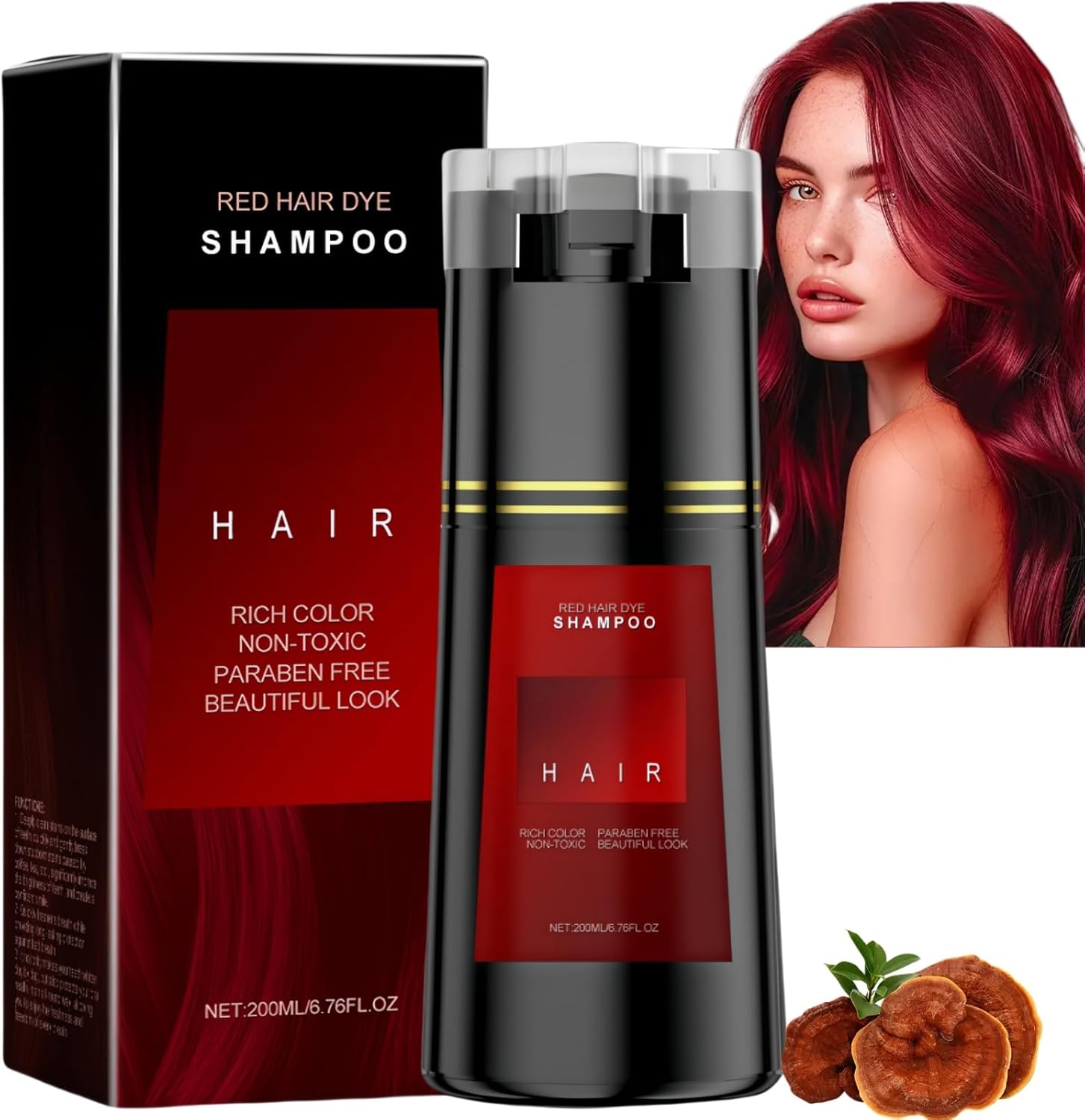 Polar Hair Dye Shampoo,3-In-1 Sham/poo for Color Treated H/air,Ha/ir Colour Sha/mpoo for Grey Hai/r Coverage,Home Hair D/ye Pu/re Plant Extract,Ha/ir Care Instant Dye Sh/ampoo,Anti Grey Shampoo(Red)