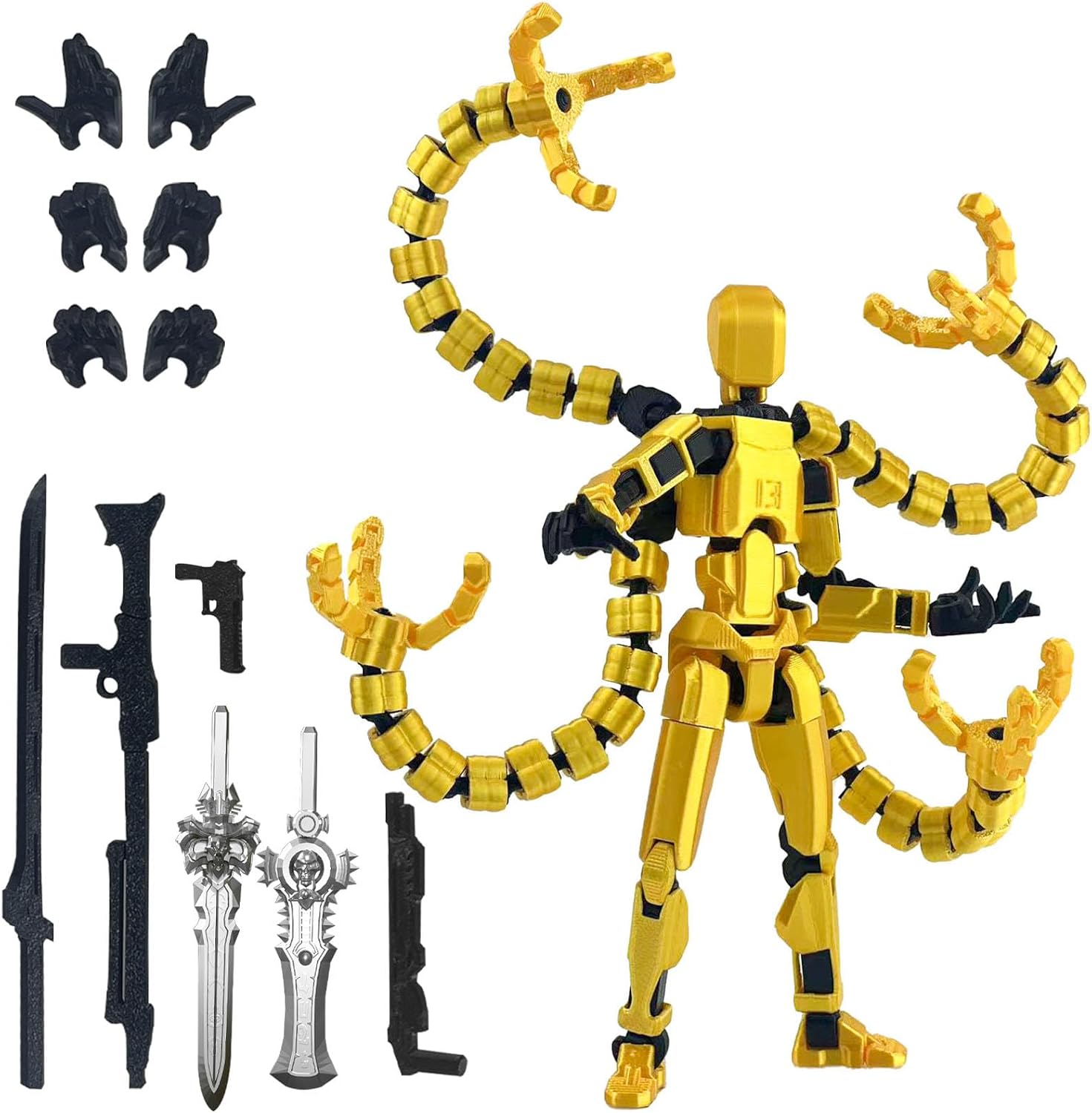T13 Already Assembled Action Figure Accessories, T13 Multi-Jointed Movable,for Collectors Desktop Decorations t-13 Movability 3D Printed Toys (Yellow, 7.2inch)