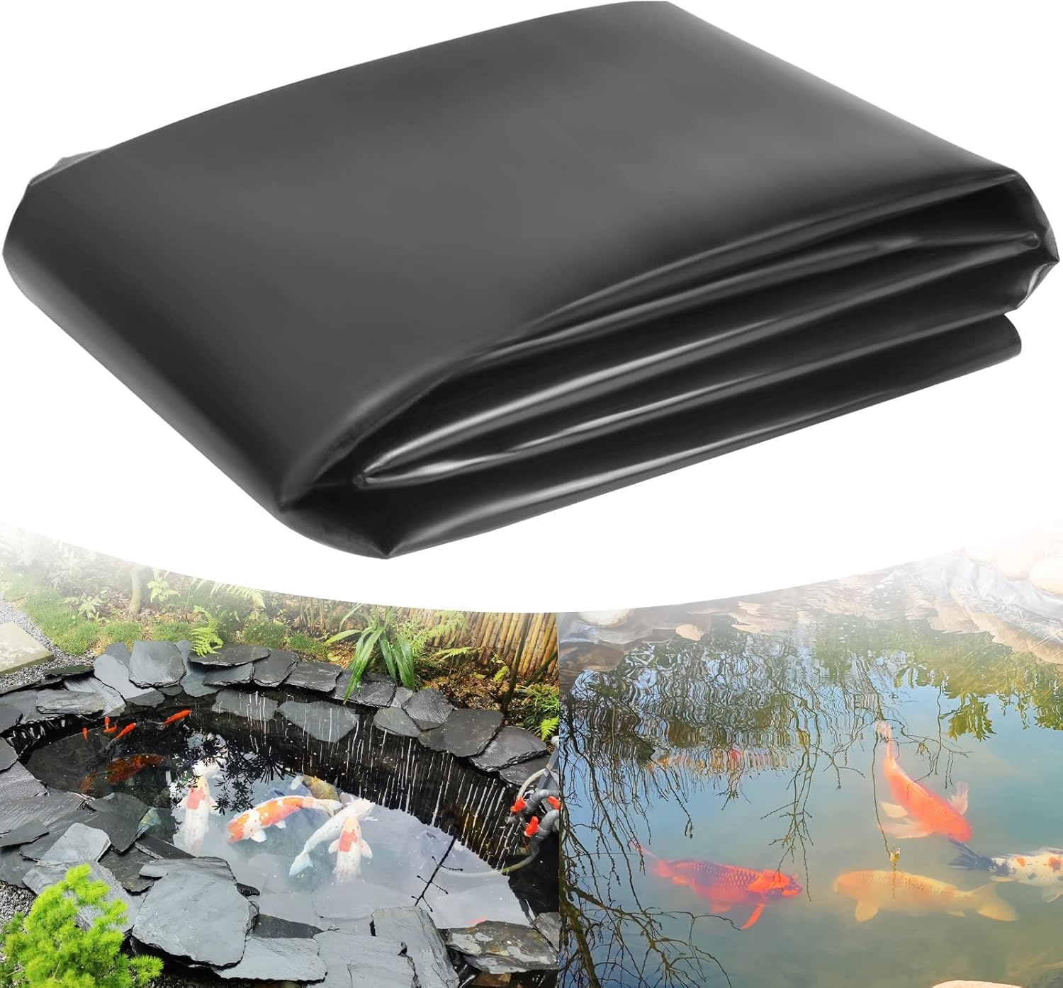 Storystore Pond Liner, 3mx4m Preformed Pond Liner HDPE Black Heavy Duty Underlay Garden Membrane Pond Lining for Fish Pond Landscaping, Garden Pool, Water Feature Streams Fountains