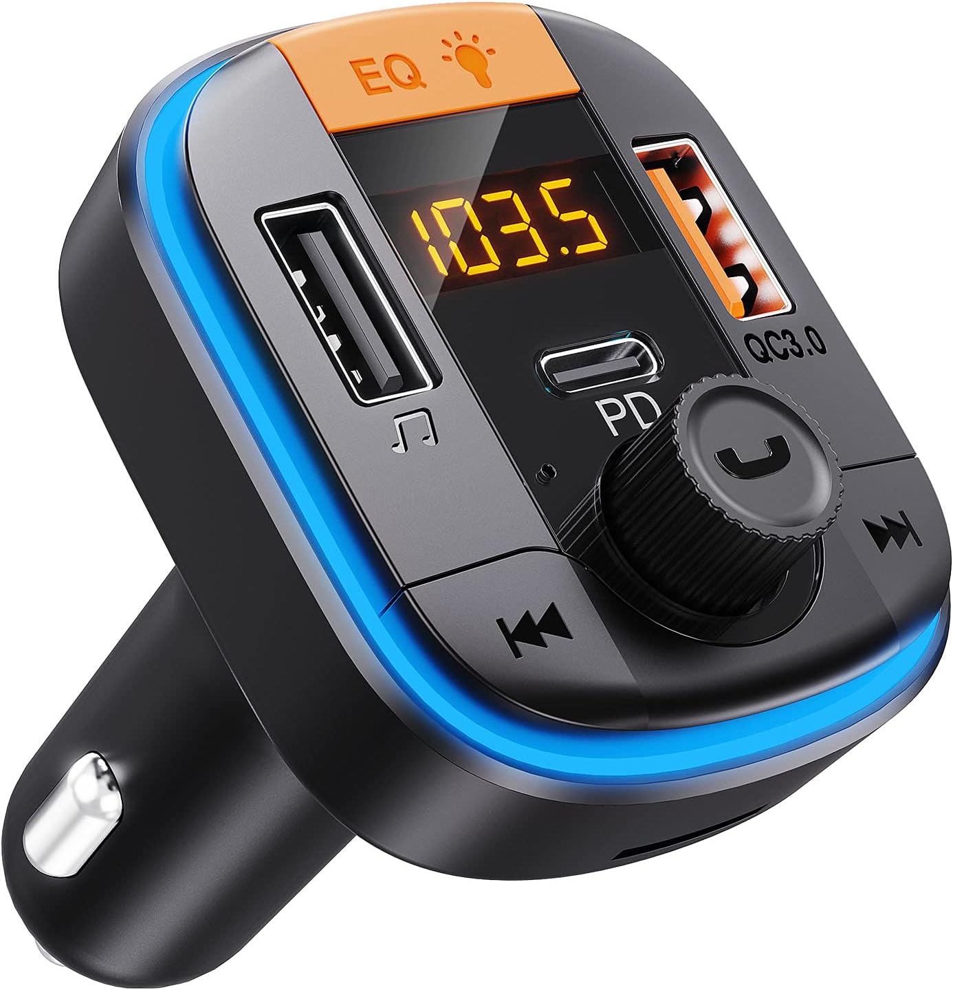 Bluetooth FM Transmitter for Car - BAISHUN Bluetooth 5.0 Adapter PD20W+QC3.0 Cigarette Lighter Radio Receiver Music Player Car Charger Supports Hands-Free Call Siri Google Assistant