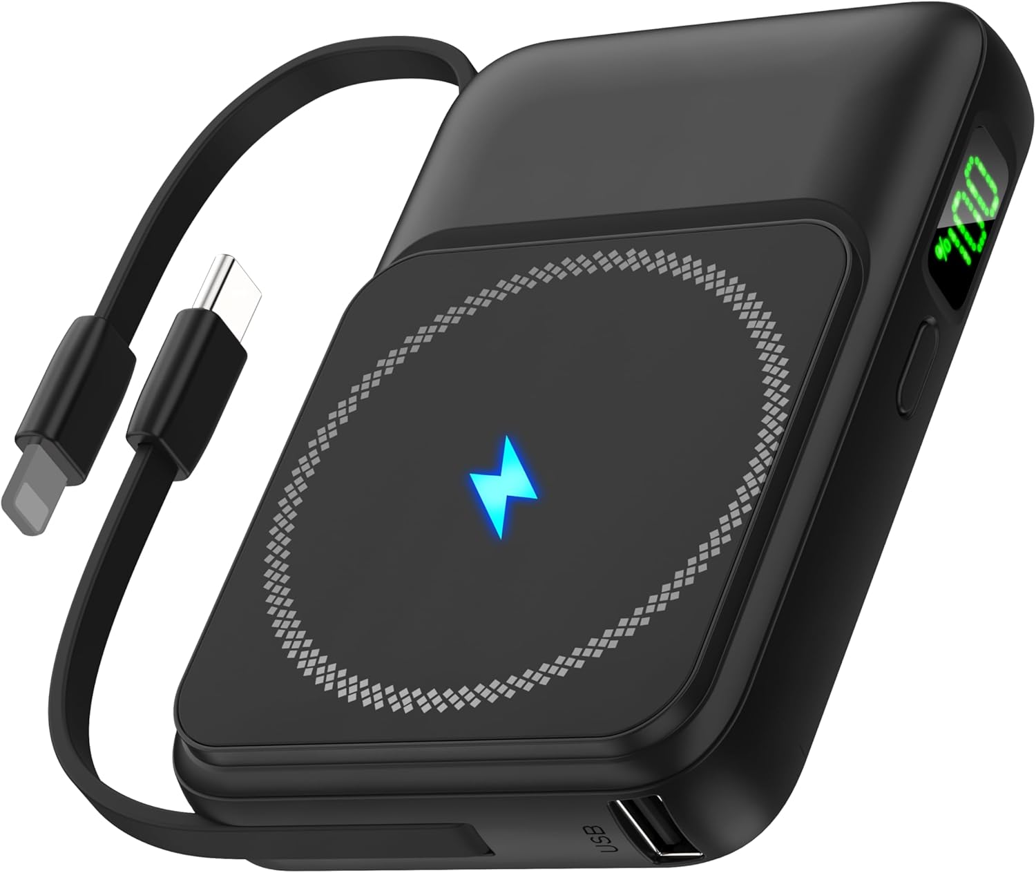 2024 Version 10000mAh Magnetic Wireless Portable Power Bank Charger, LED Display 20W PD Fast Charging Battery Pack, Built in Cables Phone Charger for iPhone iPad Samsung Google Pixel LG Moto More