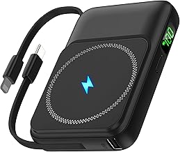 2024 Version 10000mAh Magnetic Wireless Portable Power Bank Charger, LED Display 20W PD Fast Charging Battery Pack, Built in Cables Phone Charger for iPhone iPad Samsung Google Pixel LG Moto More