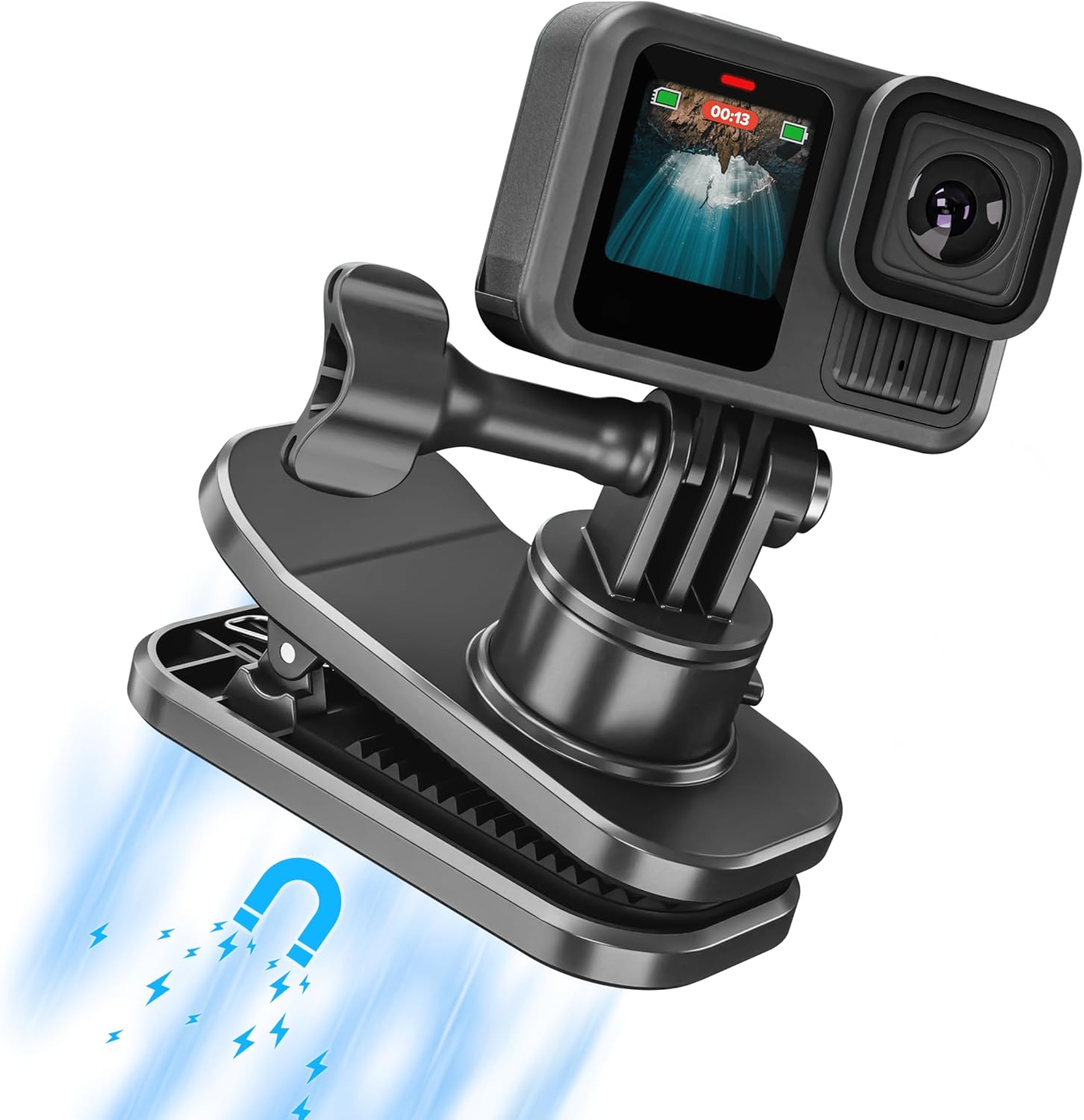 Backpack Strap Quick Clip Mount for Gopro Hero 13 12 11 10 MAX, 360° Rotation Magnetic Clamp for DJI Osmo 360 Action 5 Pocket 3 for Insta360 X5 X4 Go 3s for AKASO EK7000/Brave Accessories