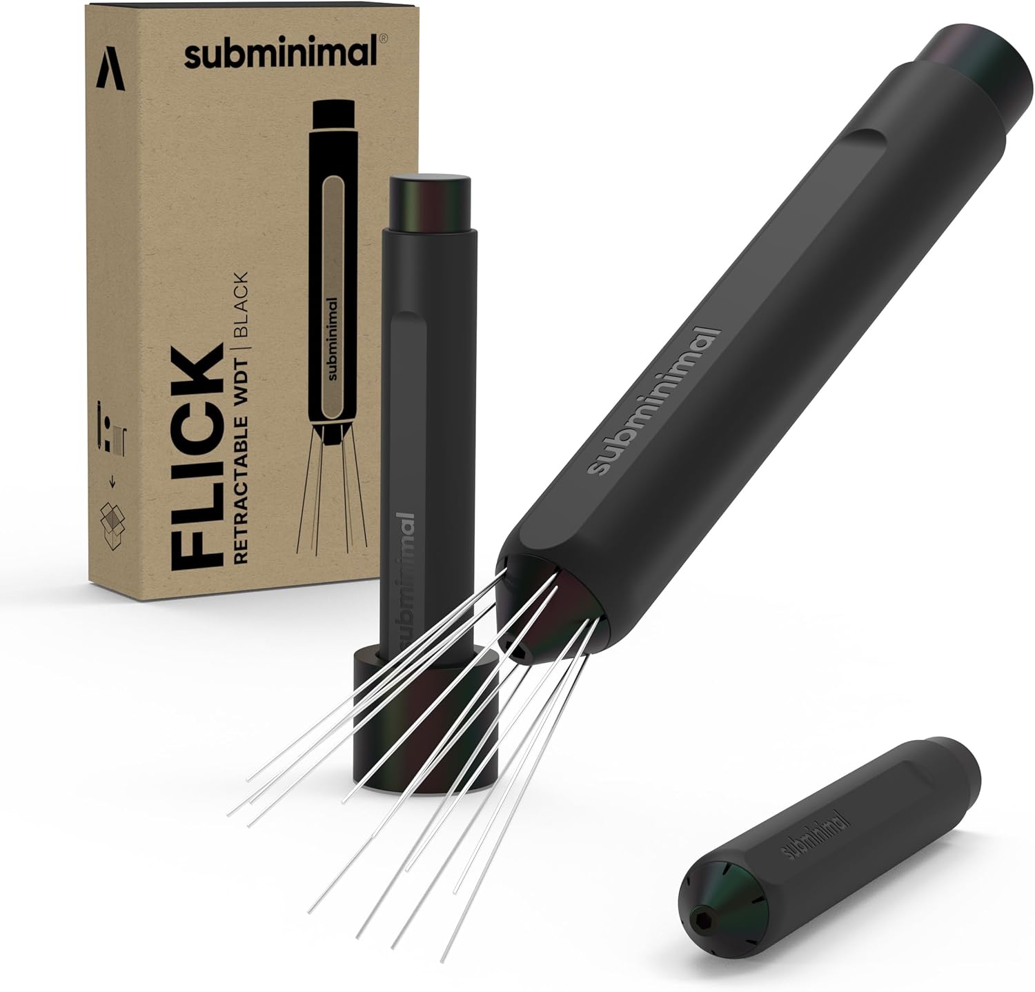 Subminimal Flick WDT Espresso Distribution Tool - Stirrer Tool for Barista-Grade Precision Brewing - Barista Tamper with Retractable Needles - Coffee and Espresso Machine Parts and Accessories