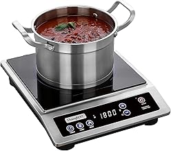 Induction Cooktop, Commercial Grade Portable Cooker, Large 8” Heating Coil, 18/10 Stainless Steel Countertop Burner with NSF Certified, 10 Hours Timer, Powerful 1800W Professional Hot Plate