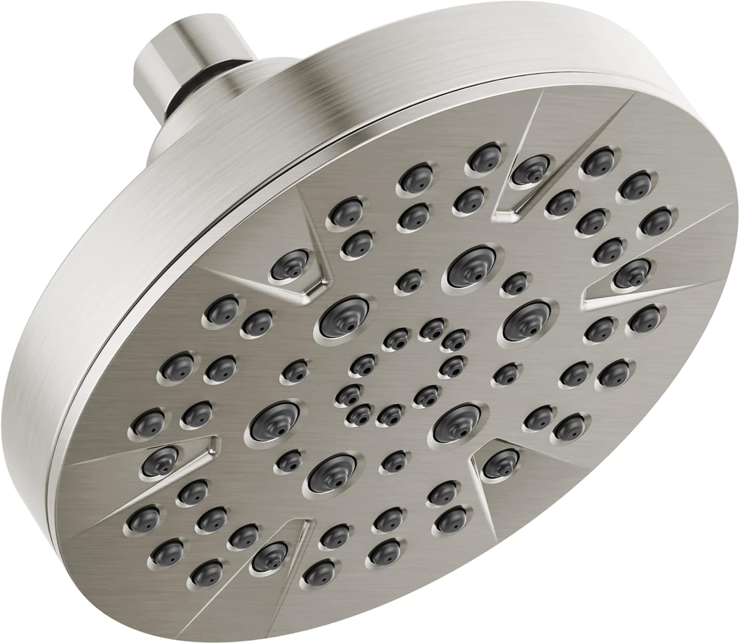 Delta 6-Setting Brushed Nickel Shower Head with High Pressure Spray, 6 Inch Round Shower Head, Showerheads, 1.75 GPM Flow Rate, Stainless 52535-SS