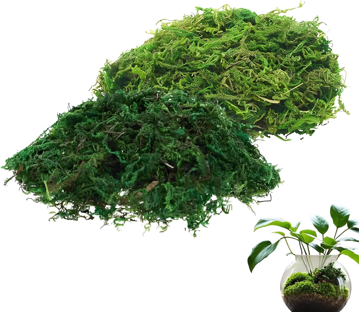 Qixuer 200g Artificial Moss,Reindeer Moss Dried Fake Green Lichen Green Plants Dried Decorative Simulation for Plants Patio Garden Home Decoration