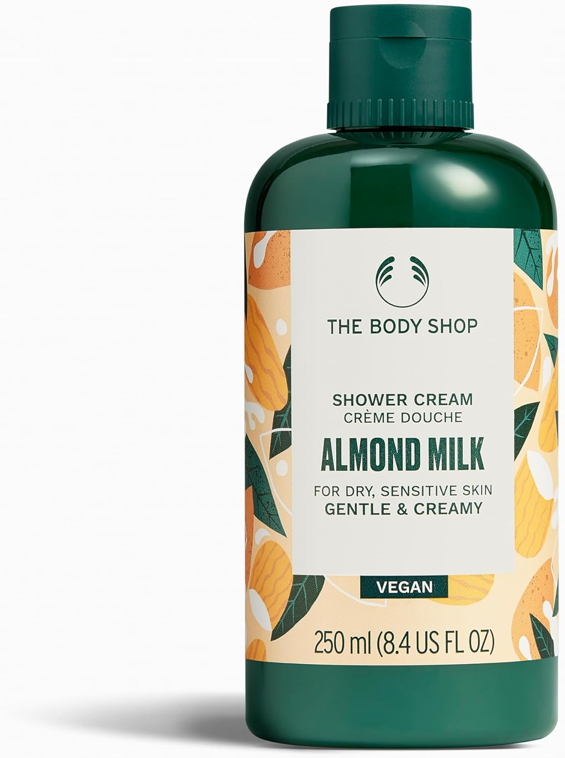 The Body Shop Almond Milk Shower Cream (1x 250ml), Gentle Shower Cream Body Wash for Dry Sensitive Skin, with 93% Natural Origin, Vegan Body Care for Women