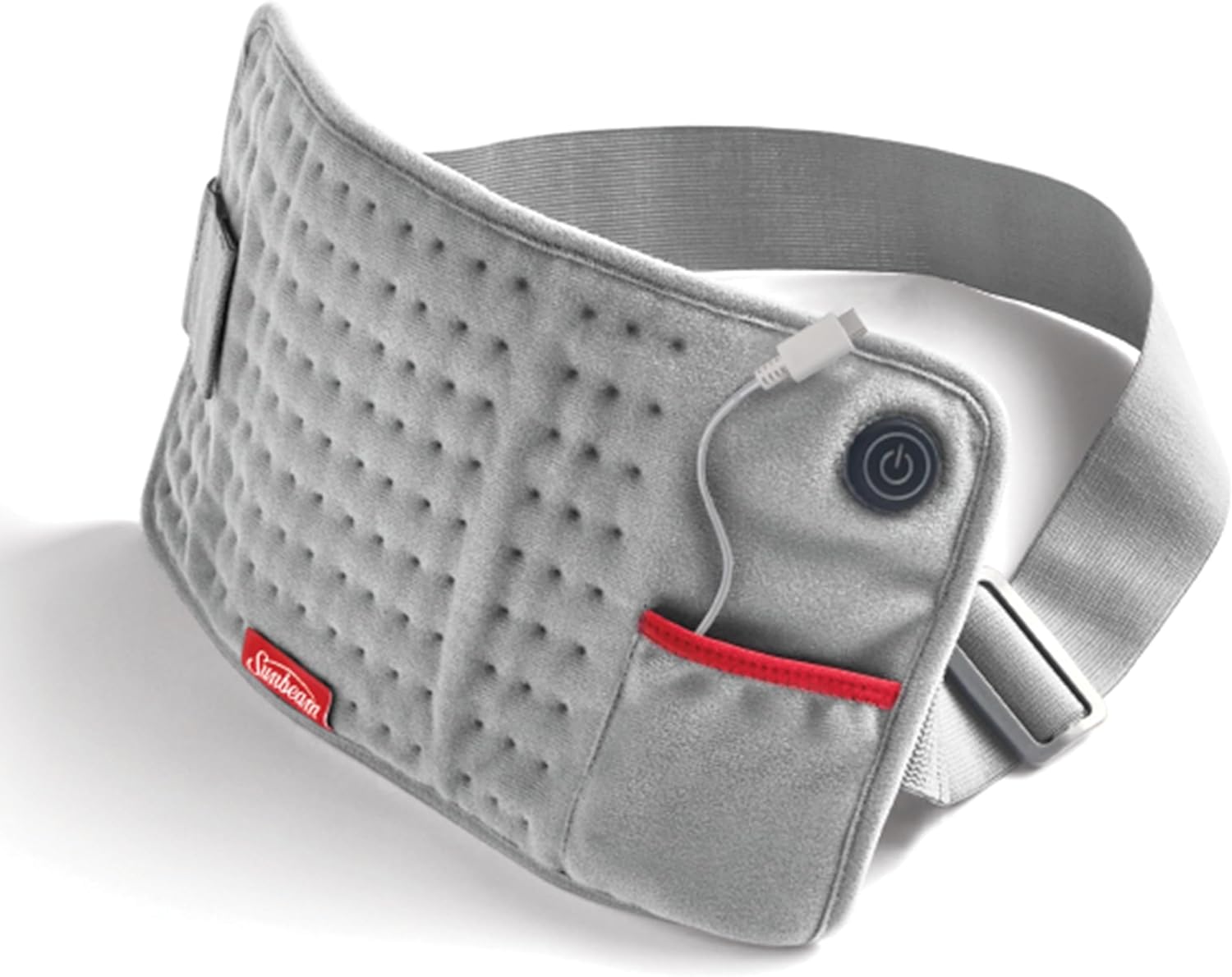 Sunbeam USB-C Heating Pad - Portable Pain Relief On The Go for Cramps Back Shoulder Arm & Leg Pain 12.5 x 7.5 Grey