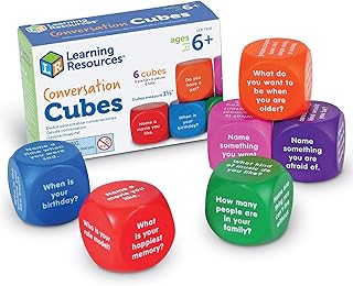 Learning Resources Conversation Cubes - 6 Pieces, Ages 6+ Foam Cubes for Social Emotional Learning, School Counselor Supplies, Speech Therapy Toys, Ice Breaker Cubes