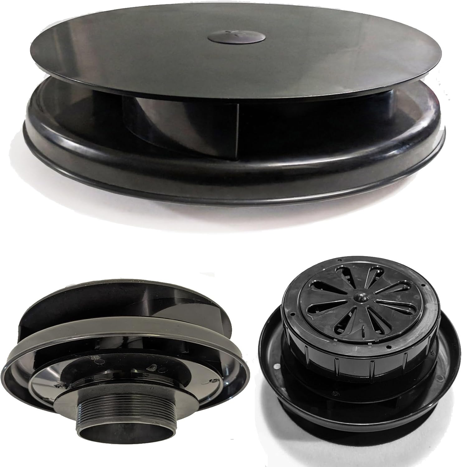 ULTRAFLOW High Output Rotary Van Roof Vent Wind Driven Rotating Spinning Ventilator Fan BLACK - Camper Bus 4x4