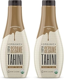 Organic Ethiopian Sesame Tahini - Squeezable Creamy & Ready Tahini Paste 12.3 Ounce (2-Pack) - Hulled, Unsalted, Non-GMO, Gluten-Free, Peanut-Free, by Pepperwood Organics
