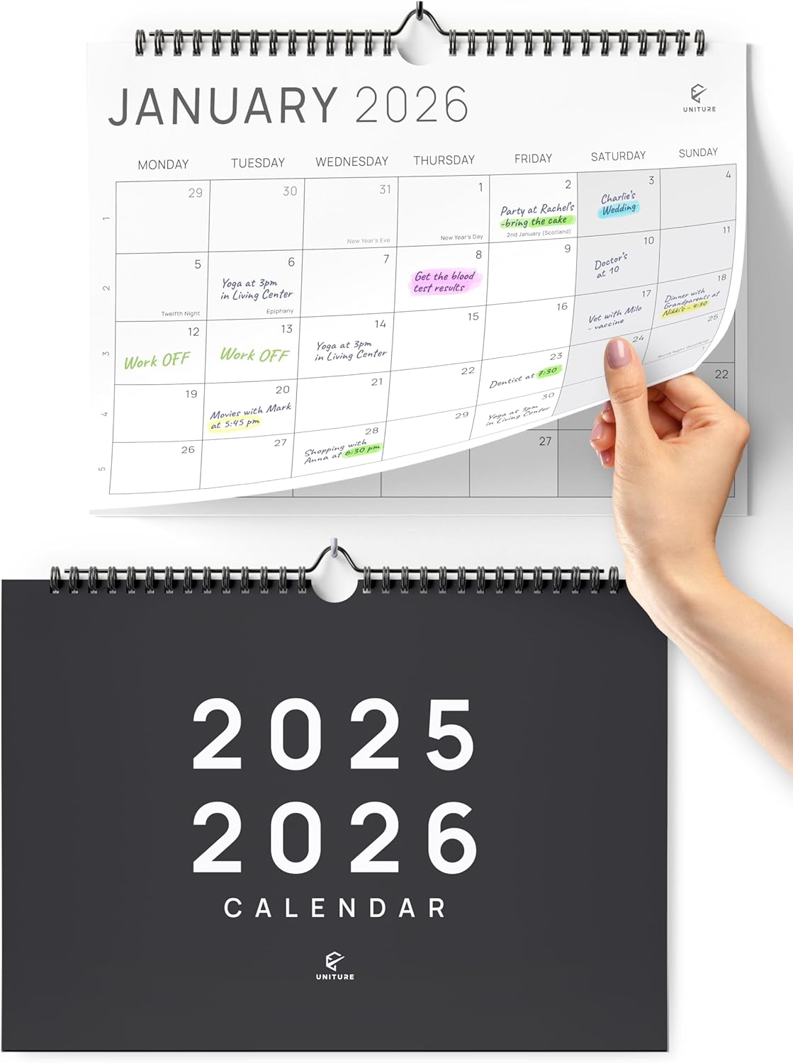 Wall Calendar 2025-2026 UK - July 25 to Dec 26 (18 months) Family Calendar for Easy & Efficient Planning - Academic wall planner 2025/2026 - DIN A4 format