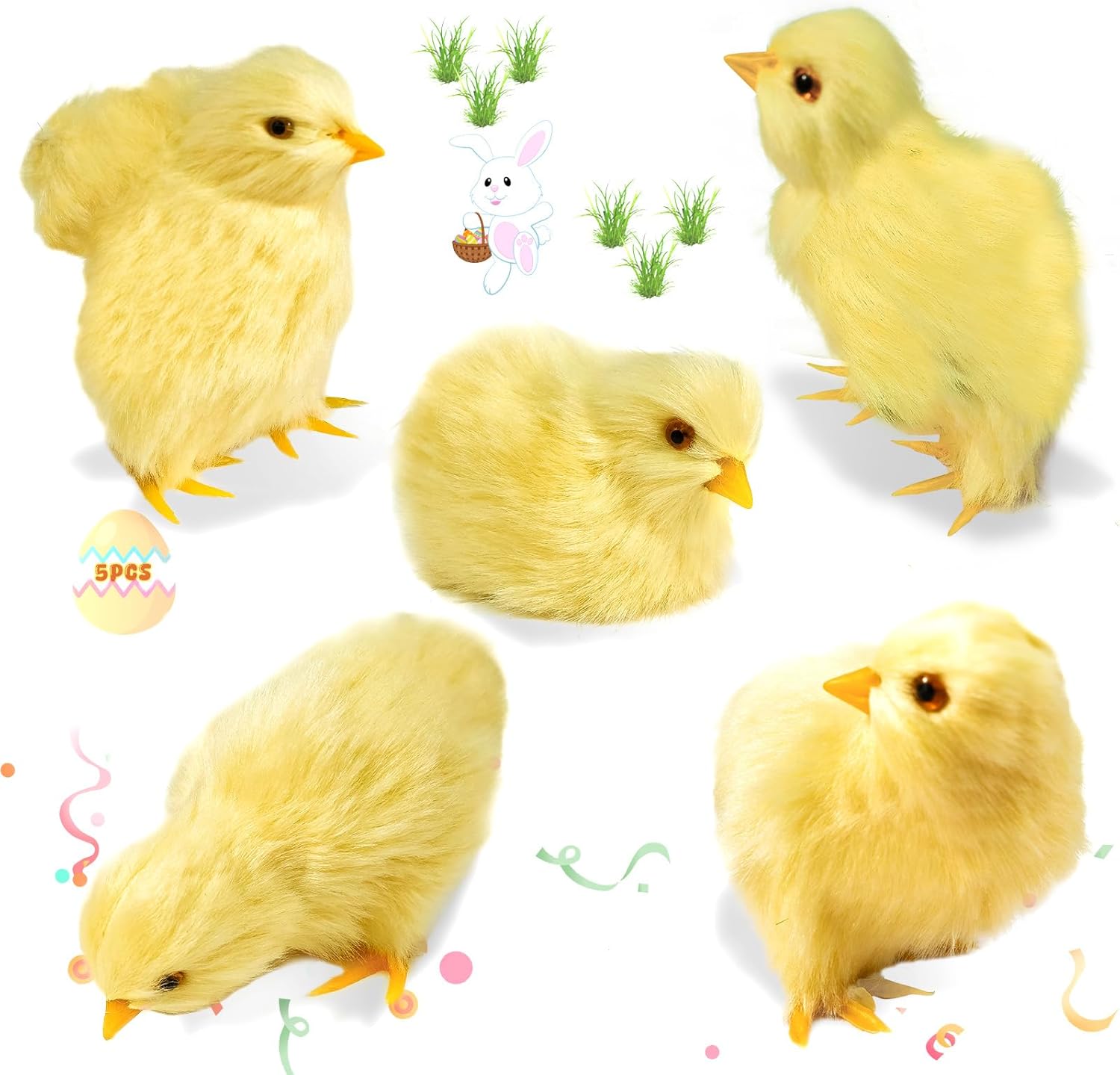 Bbiamsleep 5 Pcs Realistic Chicks Simulated Little Chick Easter Chicks Lifelike Chicken Chicks Figurine for Spring Photo Props Basket Easter Chicken Decoration Party Favors