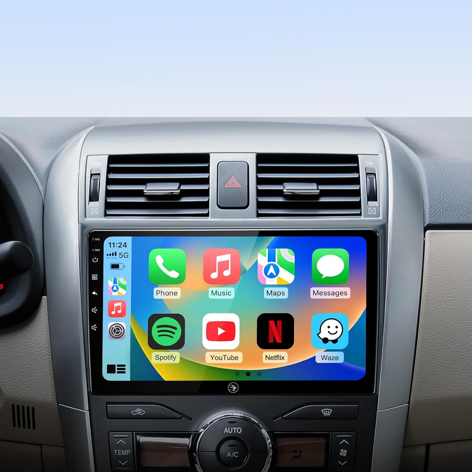 Car Stereo Radio for Toyota Corolla 2008 2009 2010 2011 2012, 9 Inch IPS HD Touch Screen 2+64G Wireless CarPlay Android Auto, 5G WiFi Android 13 GPS FM/SWC Bluetooth 1080P Backup Camera