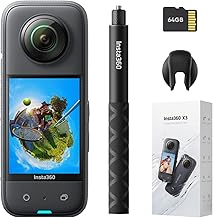 Insta360 X3 Get-Set Kit- Waterproof 360 Action Camera with 1/2" 48MP Sensors, 5.7K 360 Active HDR Video, 72MP 360 Photo, 4K Single-Lens, 60fps Me Mode, Stabilization, 2.29" Touchscreen, AI Editing