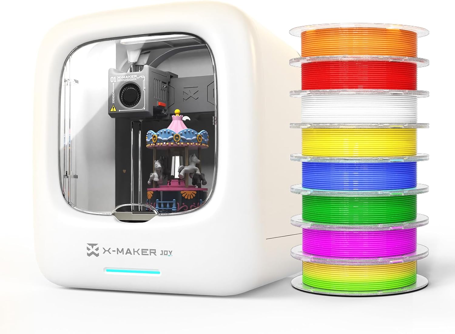 3D Printer for Kids, Beginner 3D Printer with 8 PLA Filament Set, Huge Toy Library & Modify, Wi-Fi & App Control, Create STEM Toys, High Precision, W/ 15+ Mini 3D Design Module, X-Maker Joy