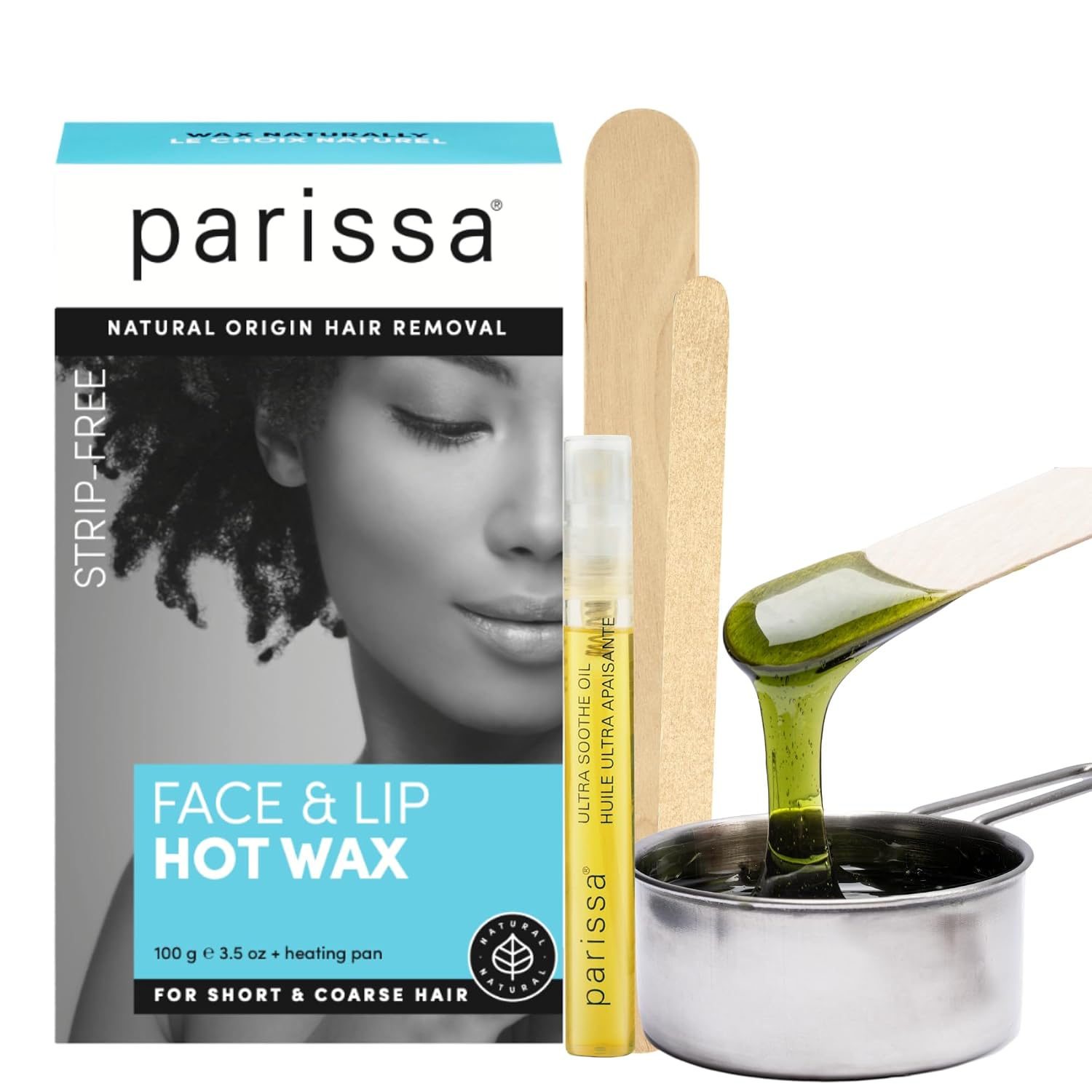 Parissa Natural Face & Lip Hard Wax Kit for Women, 3.5 oz