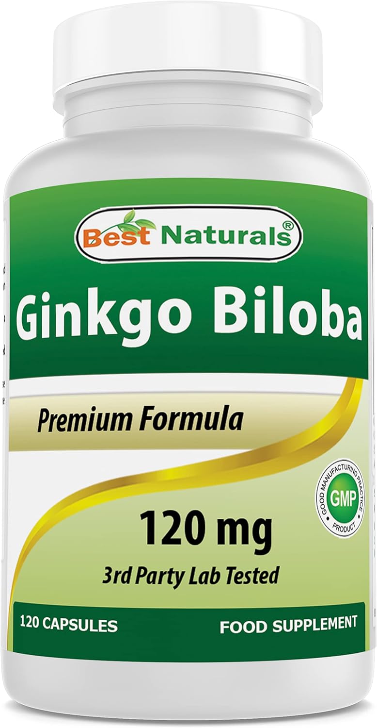 Best Naturals, Ginkgo Biloba Extract - Double Strength Ginkgo Biloba, 120mg, 120 Capsules (120 Count (Pack of 1))