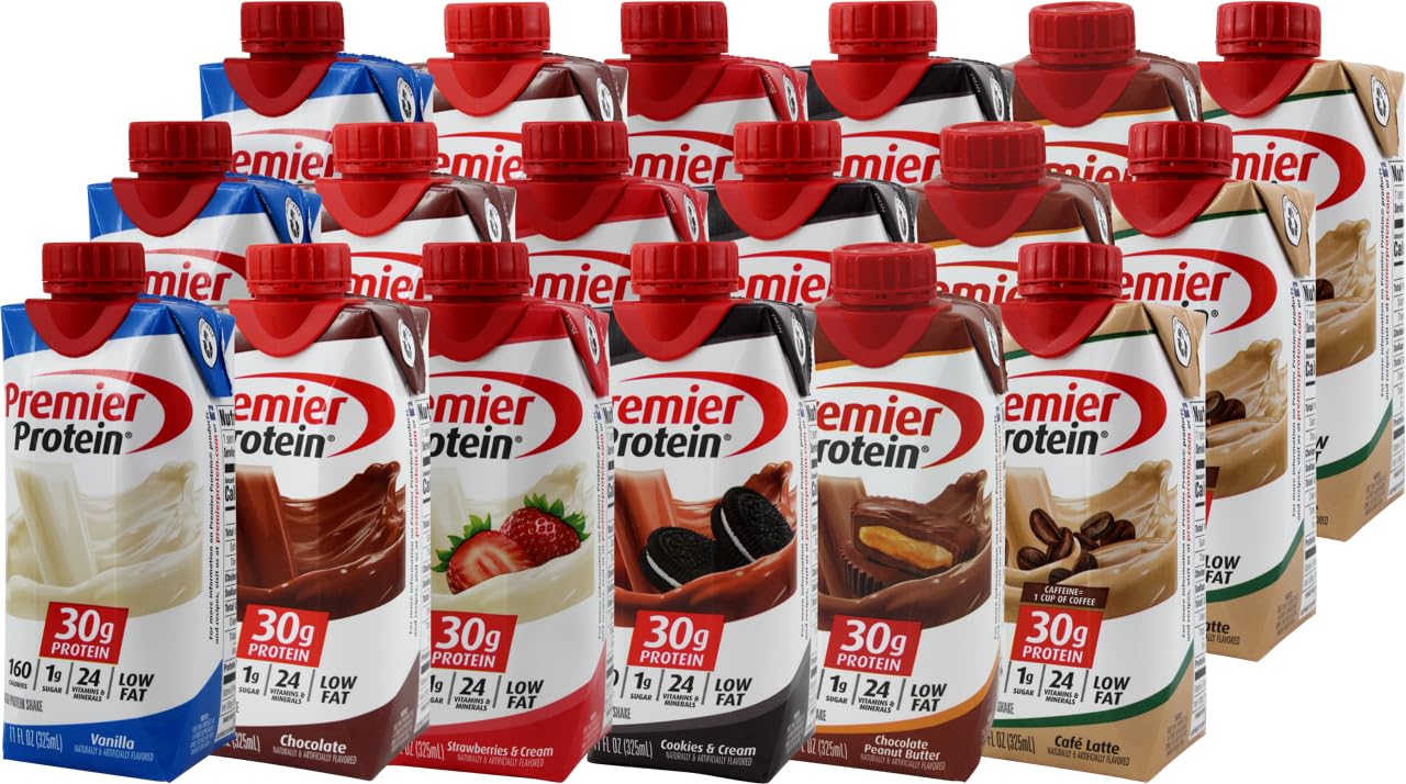 Niro Assortment | Protein Shake Variety Pack | 18 Count with 3 Each of 6 Delicious Flavors; Chocolate, Vanilla, Caramel, Café Latte, Chocolate Peanut Butter and Strawberry