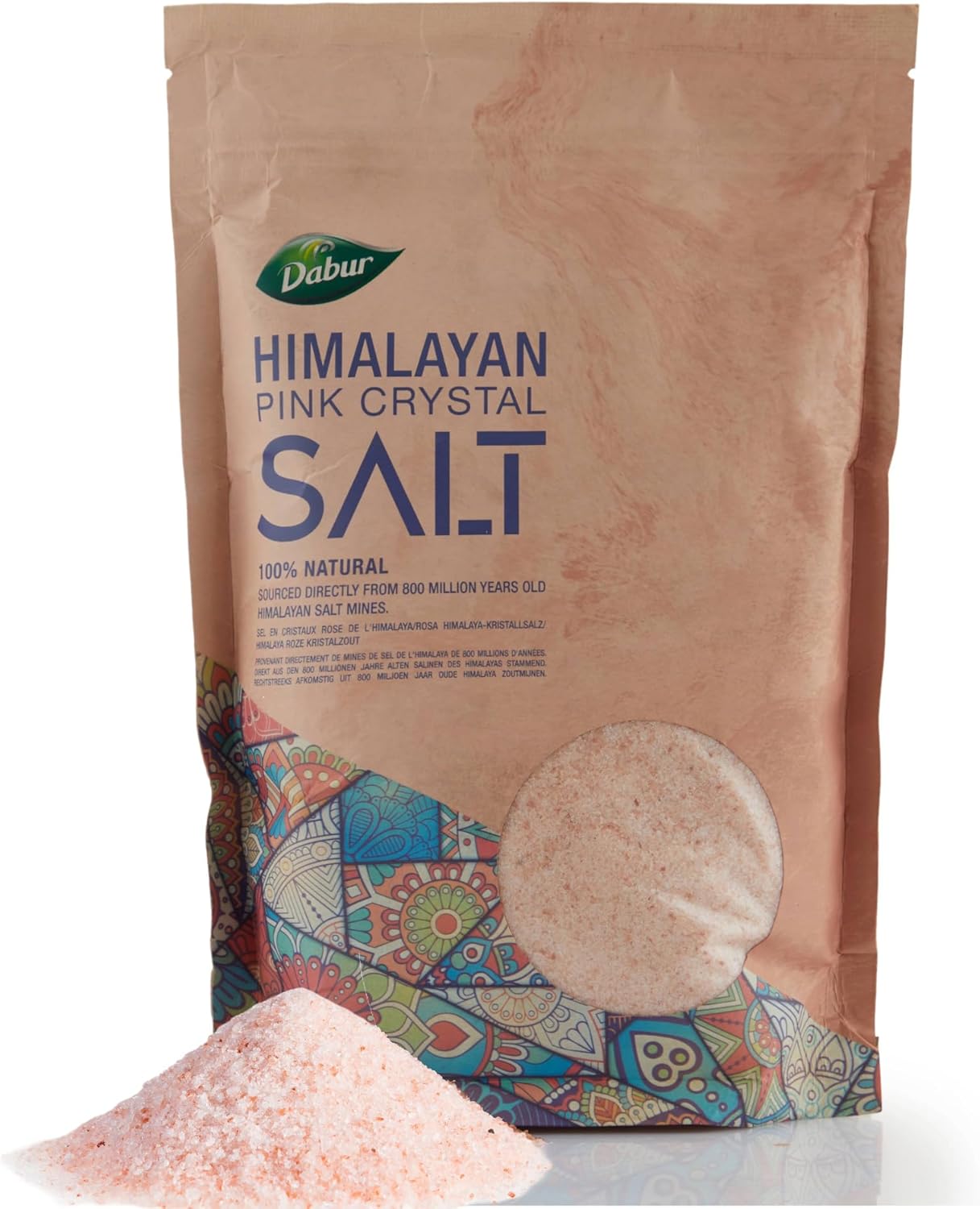 Dabur Himalayan Pure Pink Salt - 1kg (Fine) | 100% Natural With Vital Nutrients | Premium Unrefined | Gluten Free | Halal - Kosher Certified Salt | For Good Health & Lowering Blood Pressure