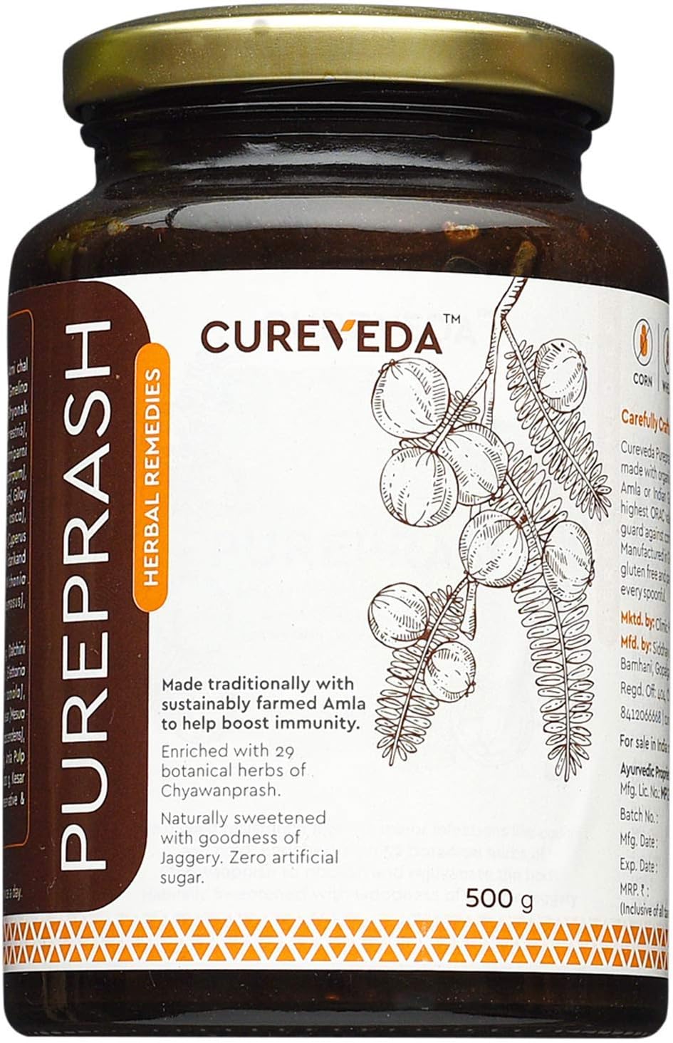 Veena Cureveda Herbal Pureprash Immunity Booster for All Age Groups- Jaggery Based, Sugar Free Chyawanprash (500gms)