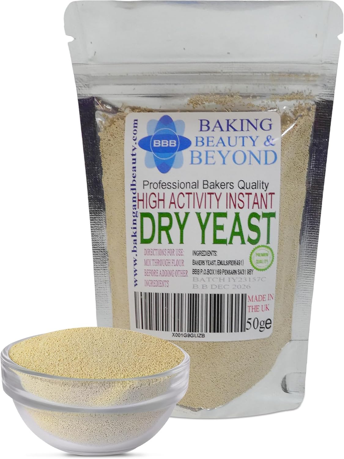 Instant Dry Yeast for Bread and Pizza 50g, Household Active Dry Instant Yeast for Bread Making, Fast Action for Baking At Home and Bread Machine