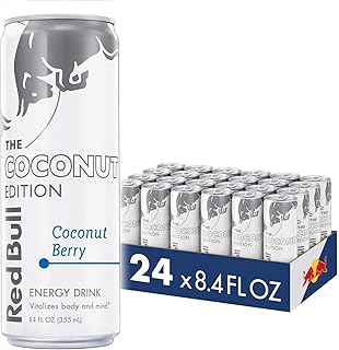Red Bull Coconut Edition Energy Drink, Coconut Berry, with 80mg Caffeine plus Taurine & B Vitamins, 8.4 Fl Oz, Pack of 24 Cans