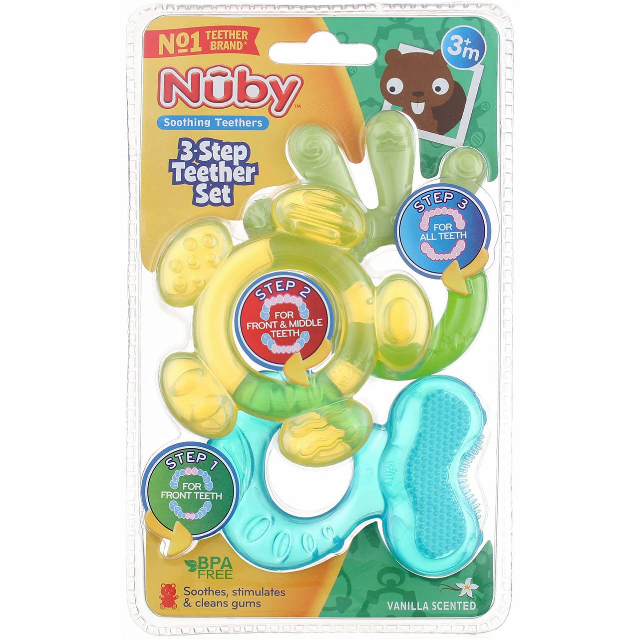 Nuby 3 Step Soothing Teether 3 Piece Set- Assorted Color