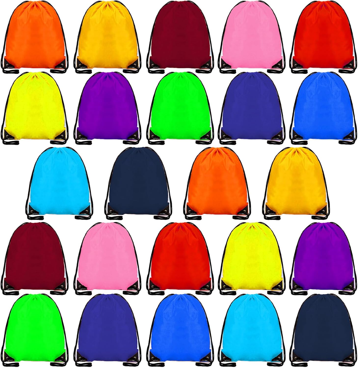 YOSERA 24 Pcs Drawstring Bag,Drawstring Backpack Bags for Gym School Travel Picnic Storage Kids Adults,Pe Sport String Backpack Gift Bags for Girls Boys