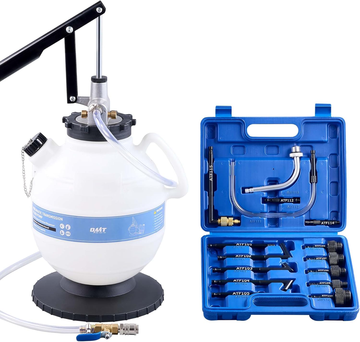 Orion Motor Tech 7.5L Transmission Fluid Pump, 2 Gallon Manual ATF Refill Kit Transmission Fluid Hand Pump Automotive, Transmission Fluid Transfer Pump, Transmission Fill Pump with 15 ATF Adapters